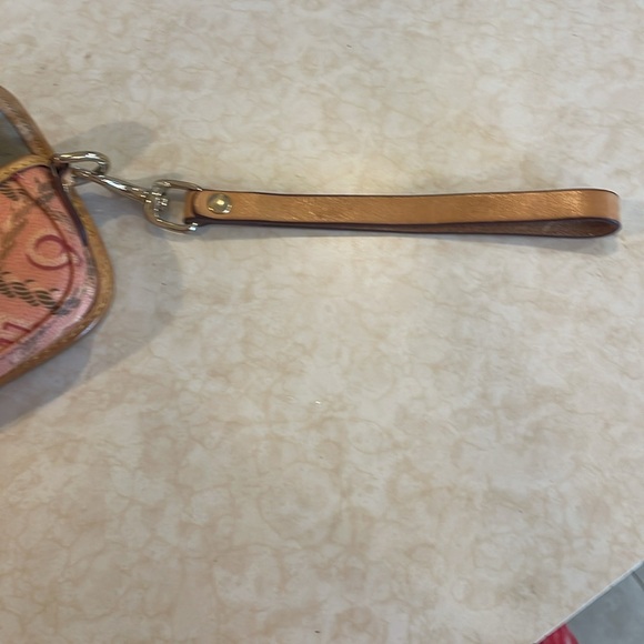 Dooney & Bourke Vintage Wallet Coral Logo Coated Canvas Small Pouch Wristlet - Picture 5 of 5